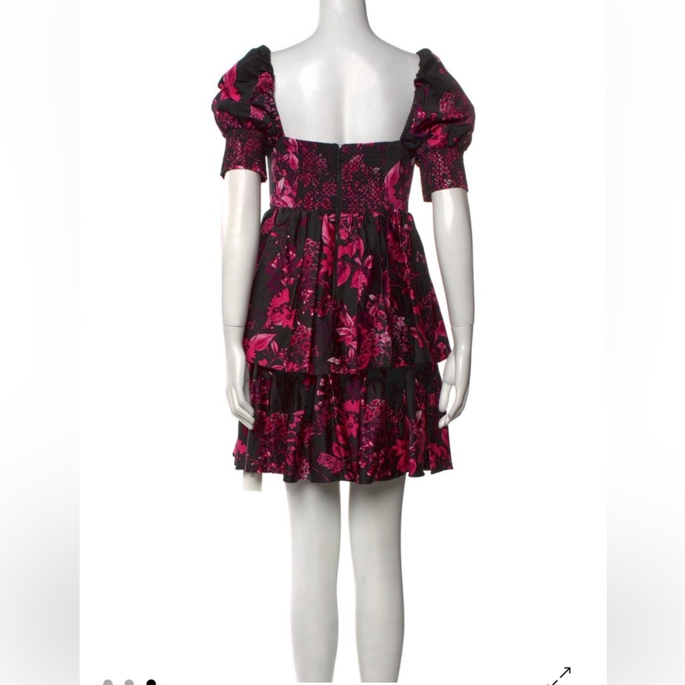 NWT Alice + Olivia Emmalou Tiered Puff Sleeve Mini Dress - Picture 8 of 13